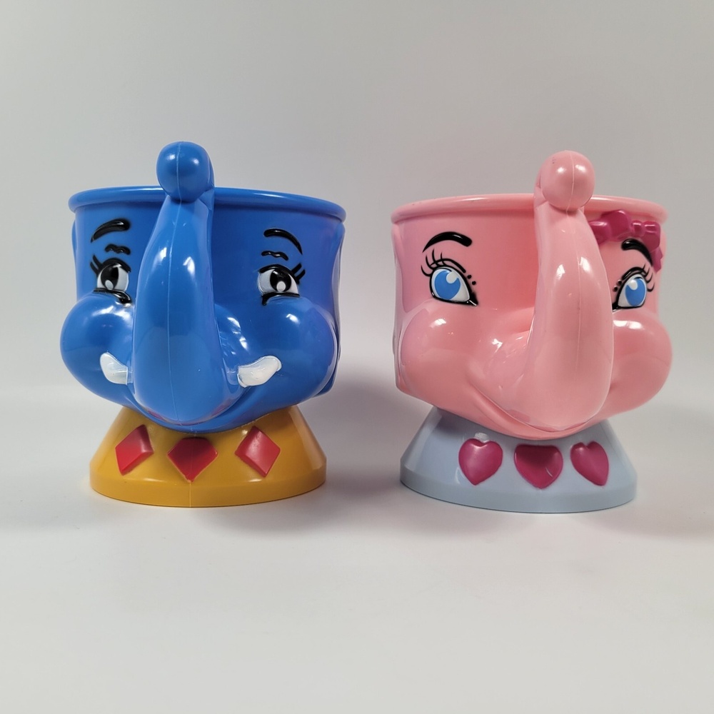 VTG Ringling Brothers‎ Circus Romeo Blue & Juliette Pink Elephant Child Mug Cups - Picture 2 of 8